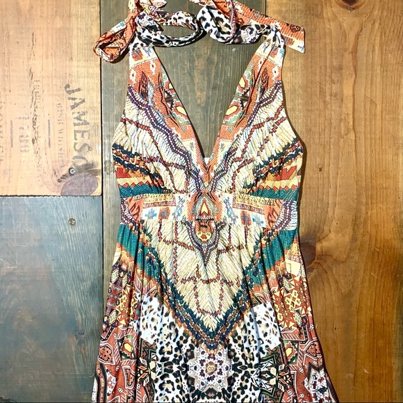 Forever 21 Dresses & Skirts - Snakeskin Cheetah Gold Halter Maxi Dress